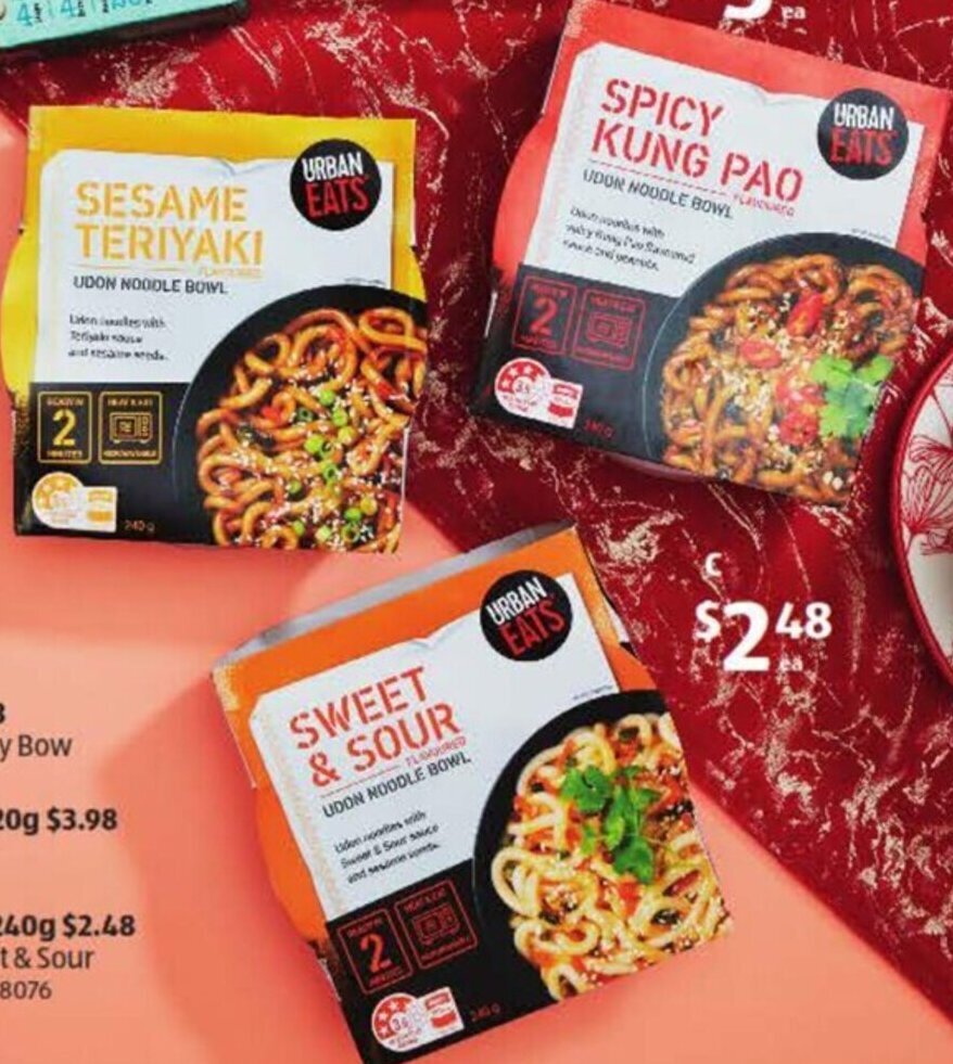 Urban Eats Udon Noodle Bowls 240g offer at ALDI