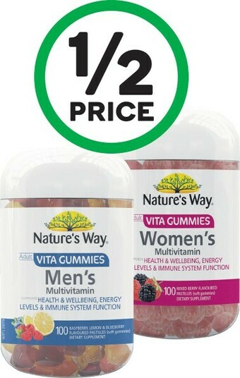 Woolworths Nature's Way Vita Gummies for Adults Men's or Women's Pk 100* offer
