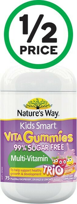 Woolworths Nature’s Way Kids Smart Vita Gummies Sugar Free Multi Trio Pk 75* offer