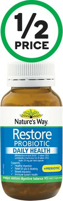 Woolworths Nature’s Way Restore Probiotic Daily Health & Prebiotic Pk 90* offer