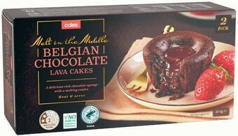 Coles Belgian Chocolate Lava Cakes 2 Pack 180g