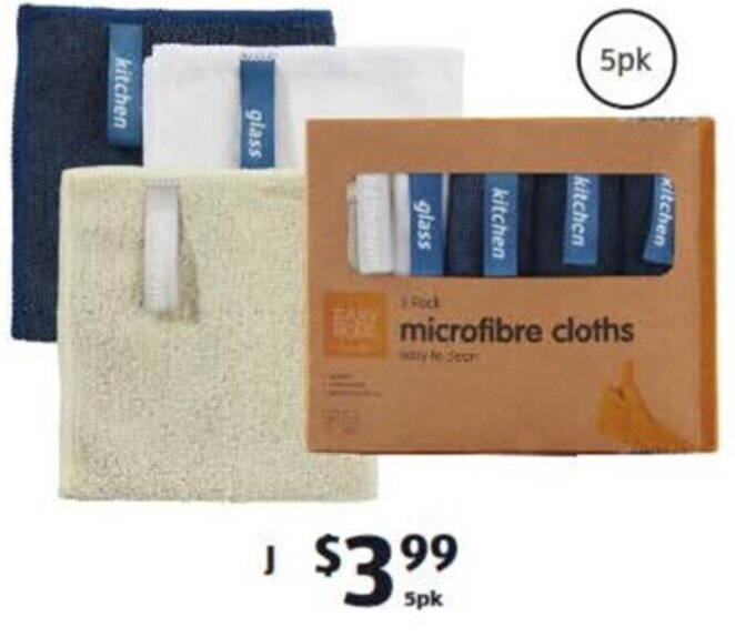 Labelled Microfibre Cloths 5pk offer at ALDI