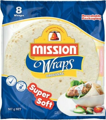 Coles Mission Wraps 8 Pack 567g offer