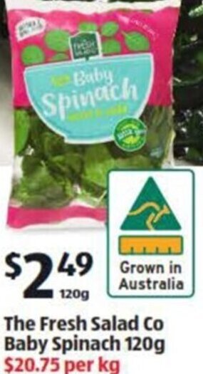 ALDI The Fresh Salad Co. Baby Spinach 120g offer