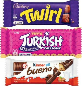 Coles Cadbury Medium Bar 30g-60g or Kinder Bueno Bar 39g-43g offer