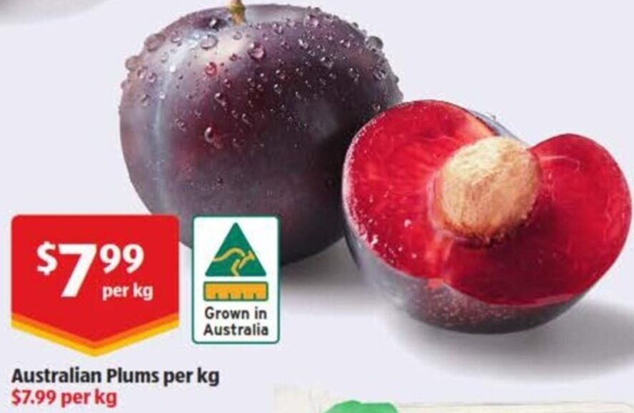 Australian Plums per kg offer at ALDI