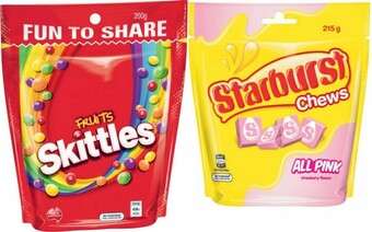 Coles Skittles 190g-200g or Starburst Chews 215g offer
