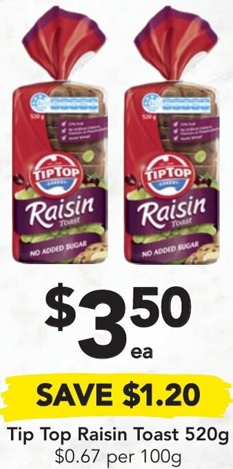 Drakes Tip Top Raisin Toast 520g offer
