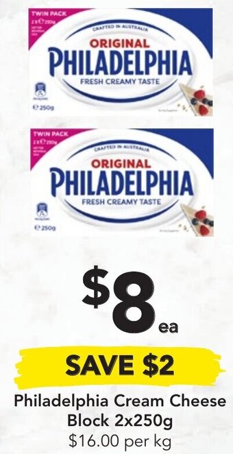 Drakes Philadelphia Cream Cheese Block 2x250g offer