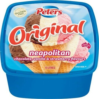 Coles Peters Original Ice Cream Tub 4 Litre offer