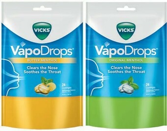 Coles Vicks Vapodrops Lozenges Original or Butter Menthol 24 Pack* offer