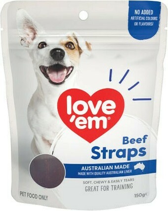 Coles Love’ Em Dog Treats Straps 150g offer
