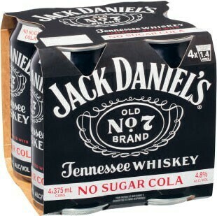 Coles Jack Daniel’s & No Sugar Cola Cans 4x375mL offer