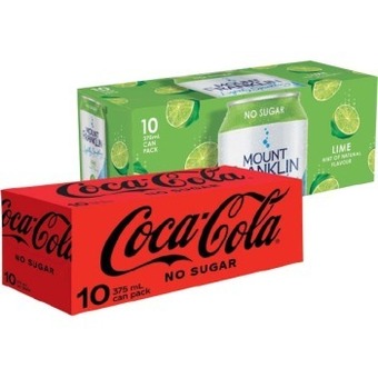 IGA Coca-cola, sprite, fanta or mount franklin lightly sparkling 10x375ml selected varieties offer