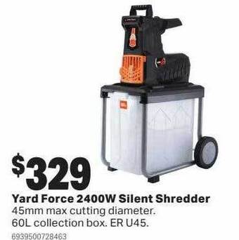 Mitre 10 Yard force 2400w silent shredder offer