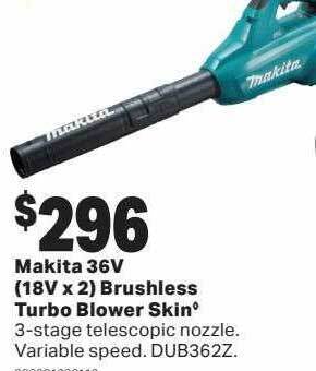 Mitre 10 Makita 36v (18v x 2) brushless turbo blower skin offer