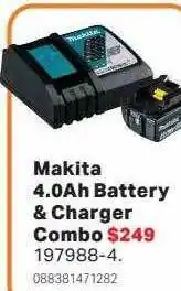 Mitre 10 Makita 4.0ah battery & charger combo offer