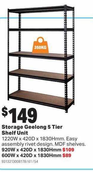 Mitre 10 Storage geelong 5 tier shelf unit offer