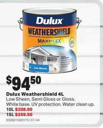 Mitre 10 Dulux weathershield 4l offer