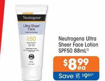 Good Price Pharmacy Neutrogena ultra sheer face lotion spf50 88ml offer