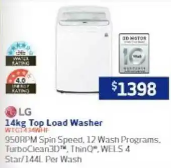 Retravision Lg 14kg top load washer offer