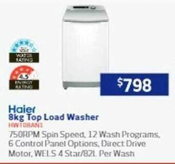 Retravision Haier 8kg top load washer offer