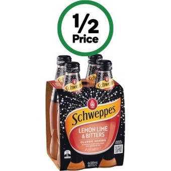 Woolworths Schweppes mixers or mineral water 4 x 300ml offer