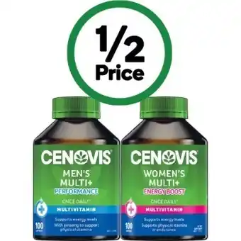 Woolworths Cenovis men’s or women’s multivitamin + capsules pk 100¥ offer