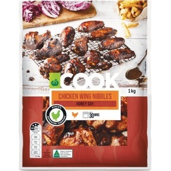 Woolworths Woolworths cook chicken wing nibbles honey soy 1 kg with rspca approved chicken offer