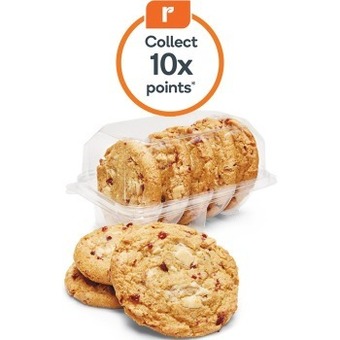 Woolworths Dreamy choc, cranberry & white choc or white choc & macadamia jumbo cookie varieties pk 5# offer