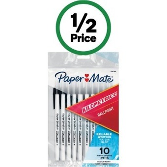 Paper mate kilometrico black pens pk 10