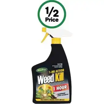 Woolworths Brunnings 1 hr fast action weed kill, path weeder or organic weed kill ready to use 1 litre offer