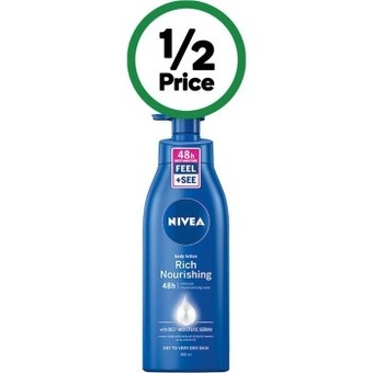 Woolworths Nivea rich nourishing body lotion 48 hour moisturiser 400ml offer