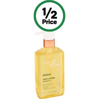 Woolworths Thanks to nature nourish sweet almond shower oil 250ml offer