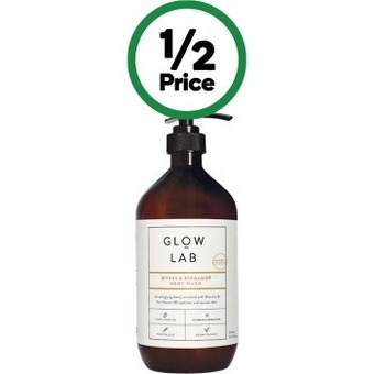 Woolworths Glow lab body wash 900ml offer