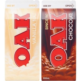 Coles Oak flavoured milk 600ml offer