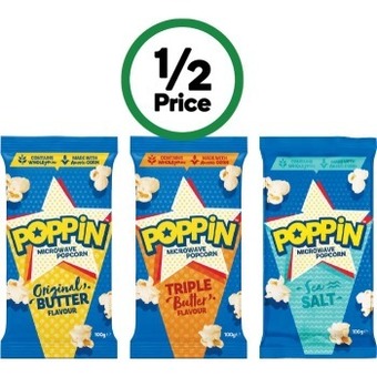Woolworths Poppin microwave popcorn 85-100g offer
