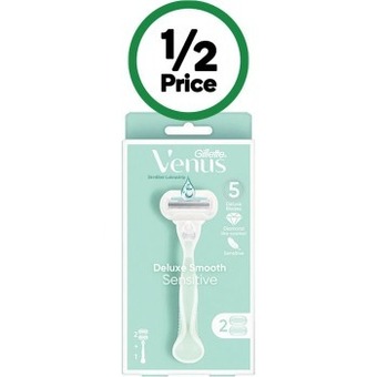 Woolworths Gillette venus deluxe smooth sensitive razor with 2 razor blades offer