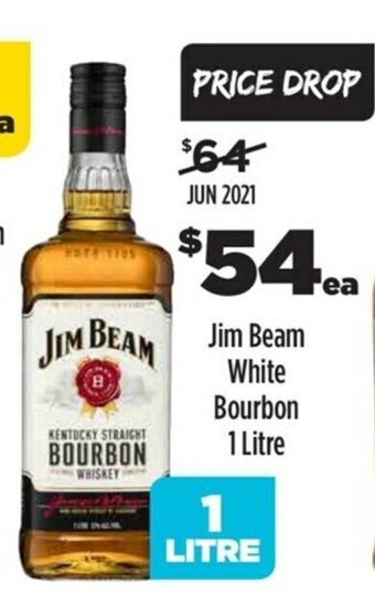 Liquorland Jim Beam White Bourbon 1 Litre offer