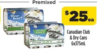 Canadian Club & Dry Cans 6x375mL