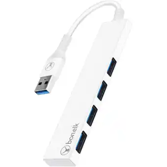 JB Hi-Fi Bonelk long-life usb-a to 4 port usb 3.0 slim hub (white) offer