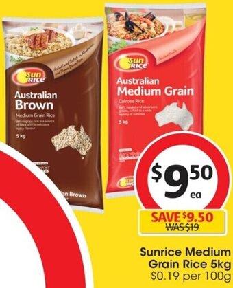 Coles Sunrice Medium Grain Rice 5kg offer