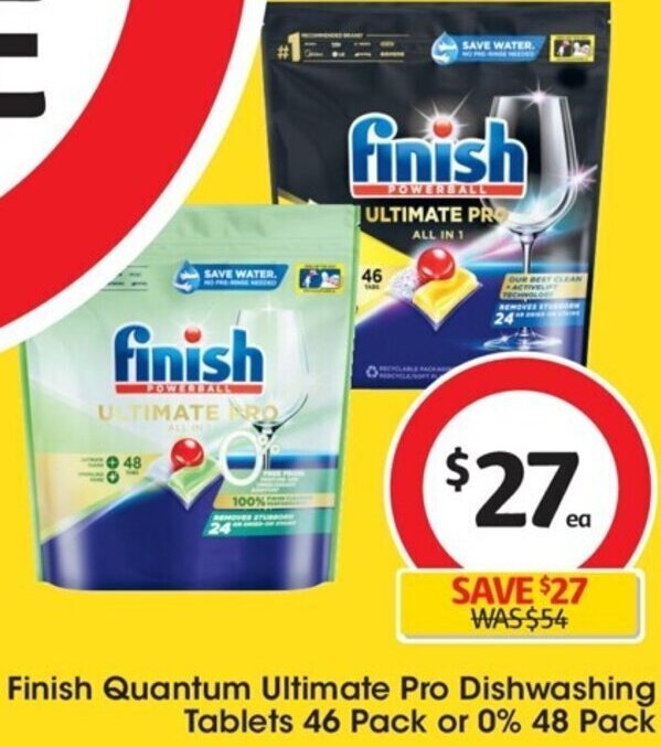 Finish Quantum Ultimate Pro Dishwashing Tablets 46 Pack or 0 48 Pack