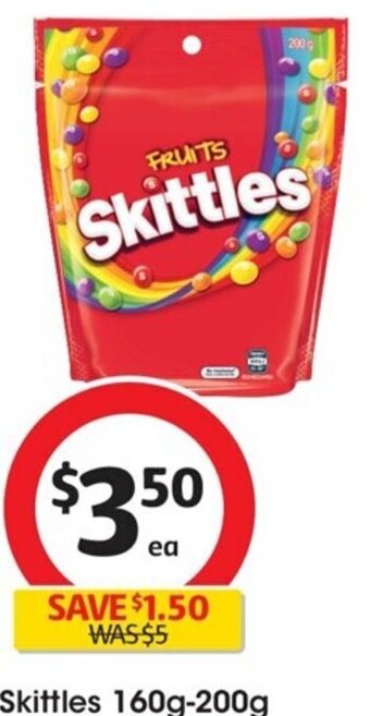 Coles Skittles 160g-200g offer