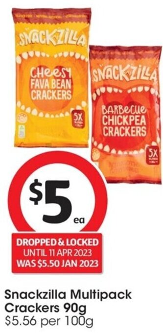 Coles Snackzilla Multipack Crackers 90g offer
