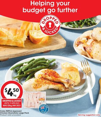 Coles Coles RSPCA Approved Chicken Drumsticks Large Pack offer