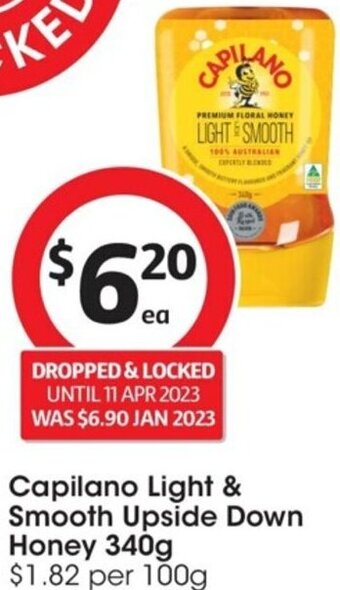 Coles Capilano Light & smooth Upside Down Honey 340g offer