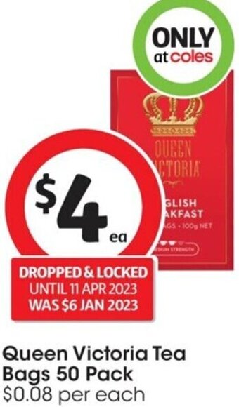 Coles Queen Victoria Tea Bags 50 Pack offer