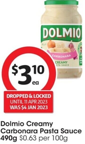 Coles Dolmio Creamy Carbonara Pasta Sauce 490g offer