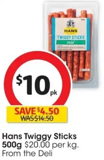 Coles Hans Twiggy Sticks 500g offer